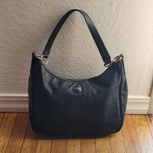 Coach Signature Perforated Black Leather Hobo Bag